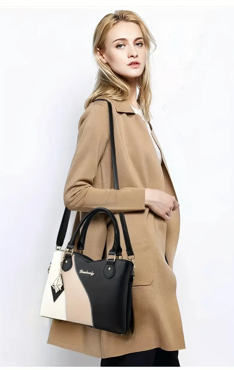 CARTERA DAMA BLANCO, BEIGE Y NEGRO