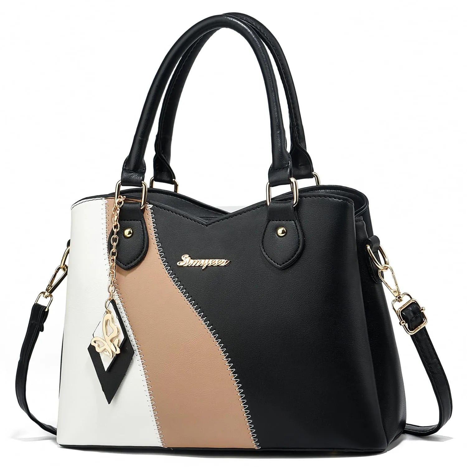 CARTERA DAMA BLANCO, BEIGE Y NEGRO