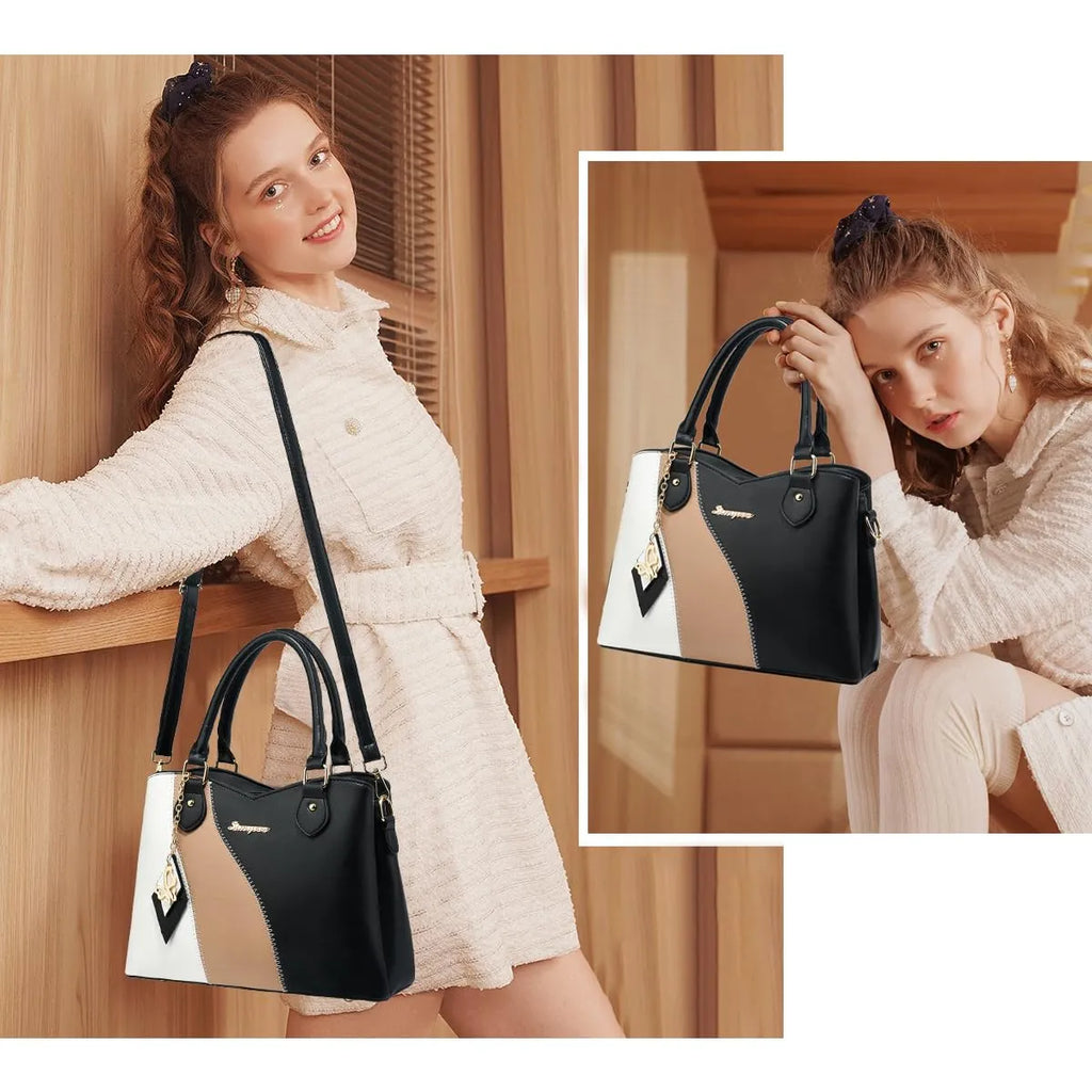 CARTERA DAMA BLANCO, BEIGE Y NEGRO