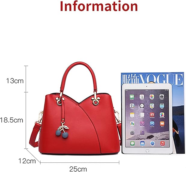 CARTERA DAMA | BOLSO DE MANO ROJO CON DIJE CEREZAS